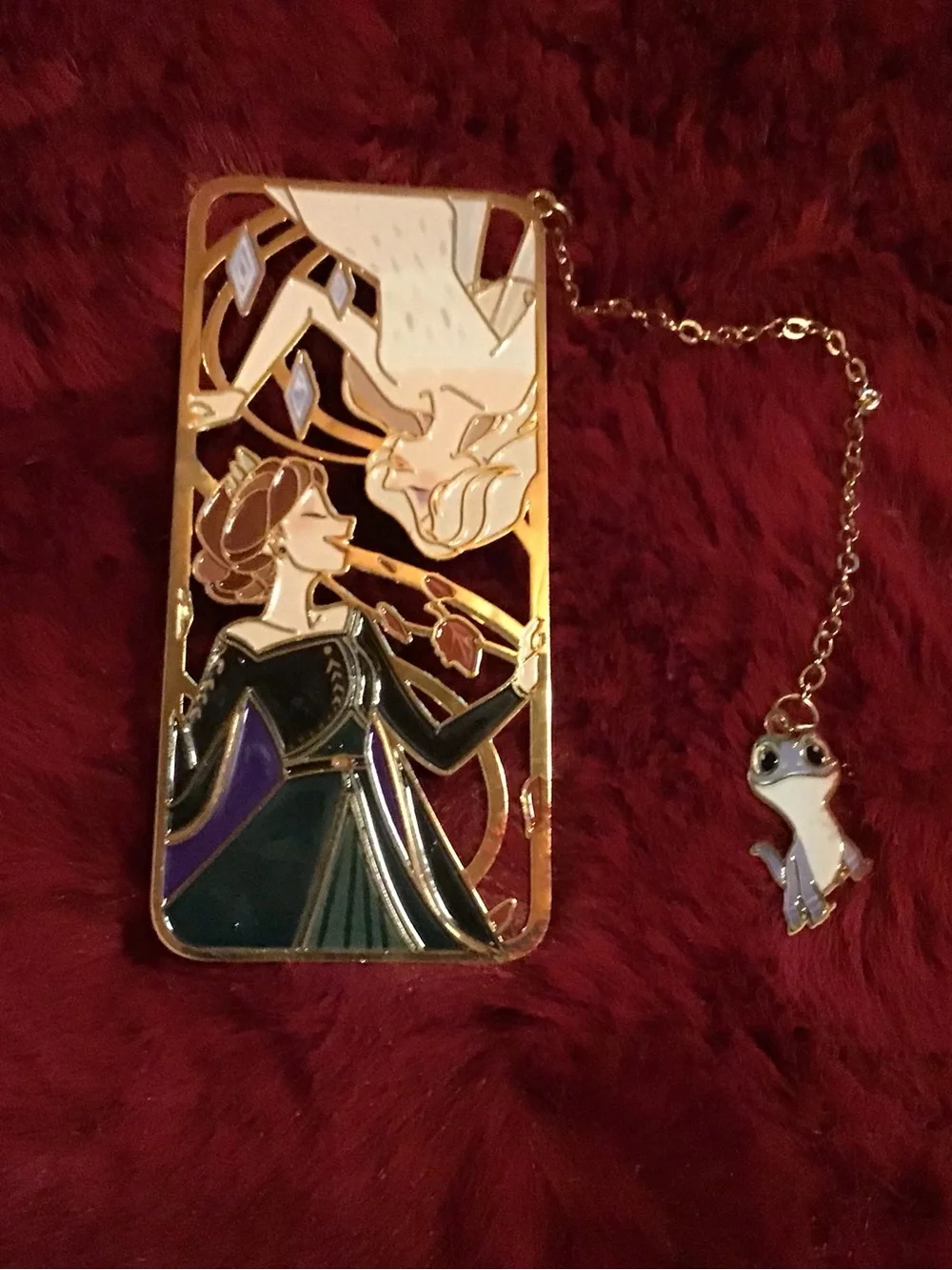 Disney Gold-Tone Bookmark with White Enamel Salamander Charm